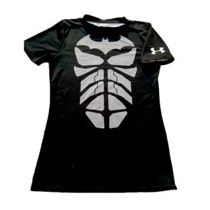 Under armour compression youth large skeleton shirt, dri fit athletic style